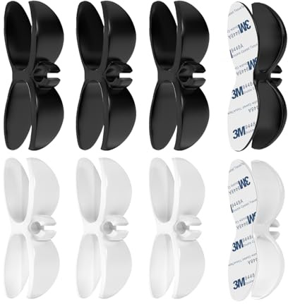 Lyrali Kabel Organizer 6er Set – Selbstklebende Kabelhalter für Schreibtisch – Wiederverwendbar, Kabelmanagement für Ladekabel, USB, HDMI – Schwarz/Weiß