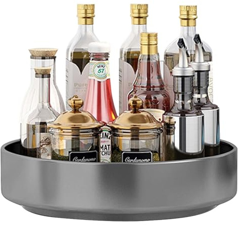 Naapesi Piatto Girevole per Cucina Bagno, 26cm Salvaspazio Organizer, Portaspezie Organizer, Vassoio Girevole per Stoccaggio Spezie da Cucina, Porta Spezie Girevole, Organizer Girevole Stagionatura