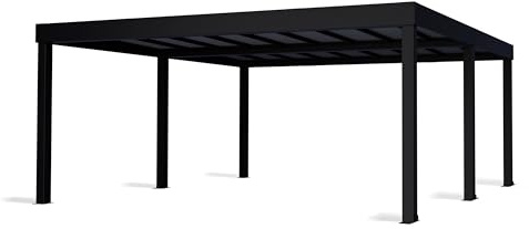 Canopia by Palram Carport Bausatz Oslo 600 x 600 cm Doppelcarport Polycarbonat Schwarzer Rahmen für PKW aus rostfreiem Aluminium