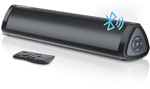 Desobry Soundbar da 16 pollici per Smart TV, piccola soundbar con sistema audio surround, soundbar Bluetooth con HDMI/ARC/AUX/coassiale/ottico/USB, altoparlante soundbar per proiettore, TV, PC