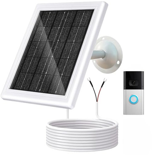 Ring Doorbell Solar Charger,12VAC Compatible with Ring Video Doorbell 3/3+/4, Battery Video Doorbell Pro, 16.4ft Waterproof Charging Cable, 360°Adjustable Mount -Update