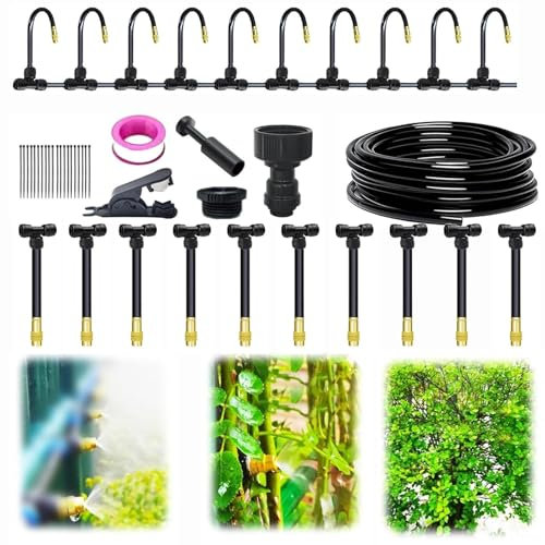 Système D'arrosage De Jardin, Kit D'irrigation, Pulvérisateur En Cuivre À Buse Flexible Et Réglable Pour Pelouse, Serre Et Jardin(32.81FT Set (10M))
