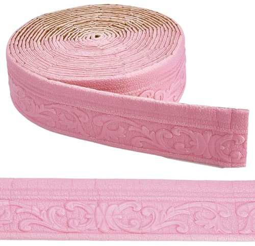 craspire Rose Moulage Garni 32.8Ft/10m Couronne Floral Auto-adhésif Flexible Mousse 3D Vintage Papier Peint Bordure éplucher et Coller Miroir Cadre Bordure Autocollant pour Mur Plafond Maison Cuisine