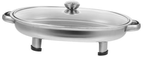Mobestech Plateau de Service Acier Inoxydable Ovale pour Buffet Plateau Alimentaire Sécurisé à Bords Arrondis pour Restaurant et Cuisine Professionnelle