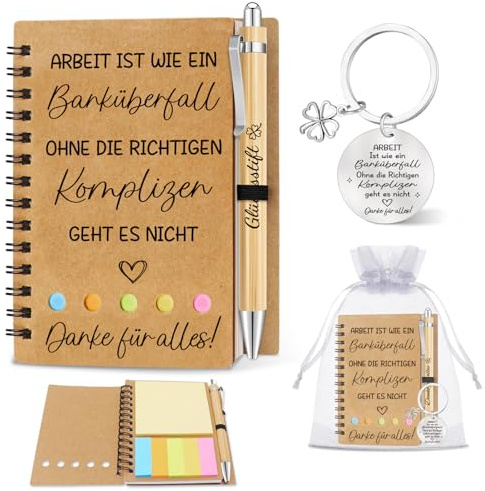 Dankeschön Geschenke Kollegen, Notizbuch, Kugelschreiber, Schlüsselanhänger | Abschiedsgeschenk für Kollegen Beste Arbeitskollegin, Danke Abschied Kollegin, Mitarbeiter Geschenk Weihnachten