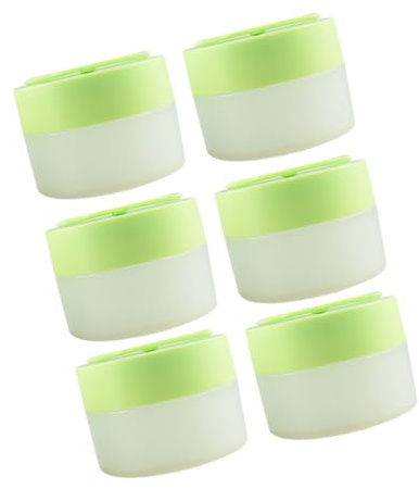 ELAYARD 6 Pièces Jars Crème de Voyage Plastique Pot Rond Mat Refillable avec Cuillère et Contenant Intérieur Remplaçable pour Soins Visage et Échantillons