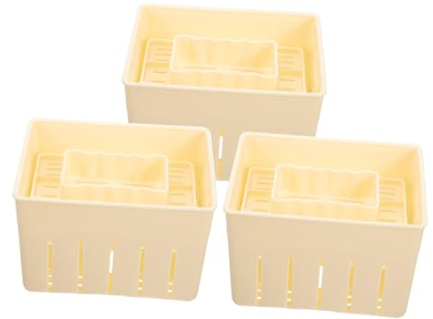 TOBBOMEY 3pcs Tofu Press Mold and Cheese Press for Homemade Cheese and Tofu Making Plastic Household Maker Lid 140x105x95mm Kitchen Pressing Tool for DIY and