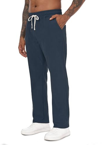 Yageshark Pantaloni da jogging in velluto a coste da uomo - Comodi pantaloni per il tempo libero con tasche e elastico in vita per tutti i giorni e l'ufficio, Blu scuro, XL