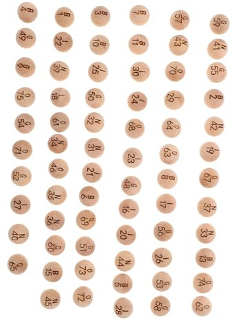 GARIOUANS Lot de 75 Set de Set de Boules de Loto en Bois Beige, Légères et Gravées Clairement, pour Jeux Éducatifs et Rassemblements Familiaux