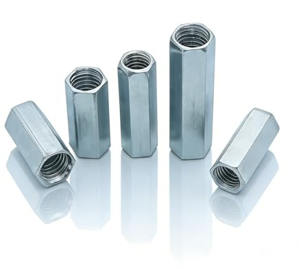 NZNSML 20 stycken långmutter M6 x 25mm förbindelsemuttrar gängmuff gänghylsa mutter M6 Förzinkad kolstål hylsomutter sexkantmutter för hemmabruk Kontorsutrustning Installera Reparera