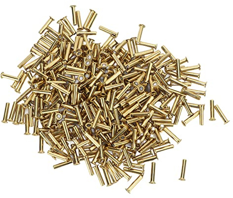 500 rivetti cavi, 65 rivetti per abbigliamento in rame, superfici leviganti, facile installazione, rivetti fai da te per borse in pelle, borse, scarpe, cappelli, con foro rotondo (2,32x11x3,8 mm)