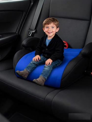 AufblasbareSitzerhöhung für Auto K-inder - Leicht & Tragbar, Extra Schmal, Bequem & Reisefreundlich - Ohne Pumpe Sekunden Aufblasbar, Ergonomisch mit WeicherPolsterung 49x37 x5cm (blau plus)