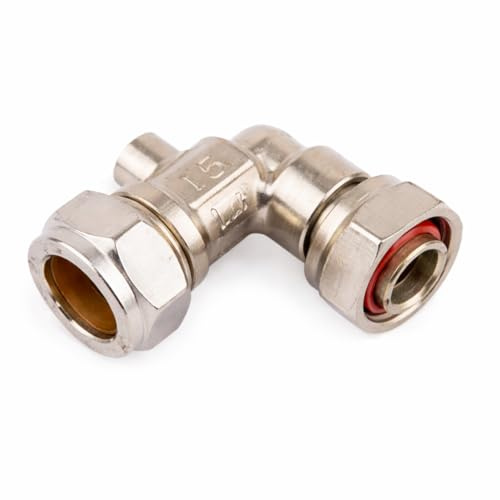 15mm x 1/2 Inch Chrome Angle Service Valve with Isolation | 15mm x 1/2 Inch Connection for Taps, Appliances and Water Supply Control