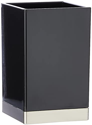 iDesign Clarity verre à dents, gobelet salle de bain en plastique, noir / argenté mat