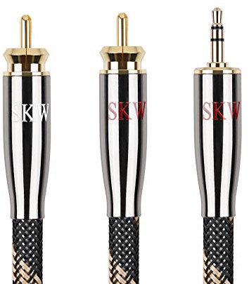 SKW Audiophiles Audio Kabel 3.5mm Klinke auf 2 Cinch Y Splitter Stereo Audio Kabel (1.5M, Schwarz)