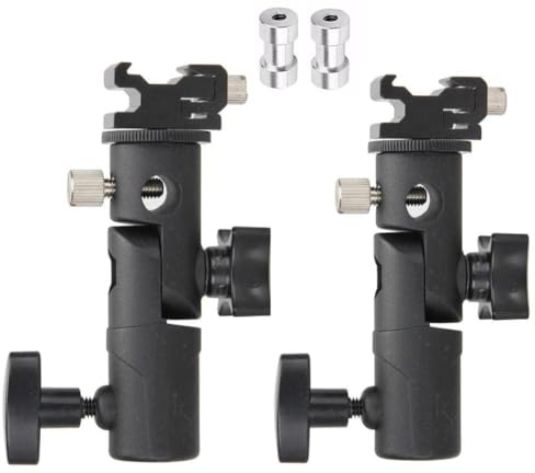 Camera Flash Speedlite Mount Swivel Light Stand Bracket with Umbrella Reflector Holder for Camera DSLR Compatible with Canon Nikon, LED Light 2 Packs