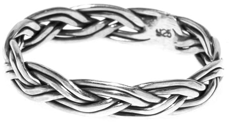 Windalf Schmaler Flecht Ring RANA h: 0.3 cm Wikinger Schmuck 925 Stelingsilber (Silber, 56 (17.8))