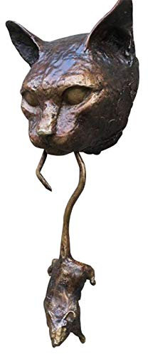 JIEHED Katze und Maus hängende Dekorationen für Haus und Garten, Wandbehang Skulptur Katze Türklopfer, Haustür-Dekoration, handgefertigte Türknäufe für Katzenliebhaber