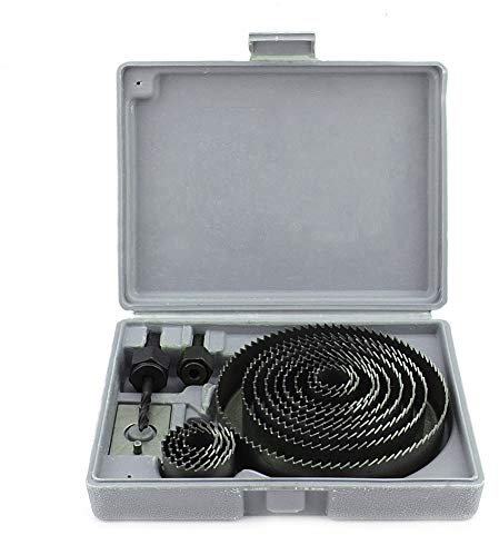 Sega a Tazza 16 Pezzi 19-127 Mm Trapano a Tazza Set, Sega Circolare Sega a Tazza Set con Piastra di Rinforzo e Chiave a Brugola, Scatola di Plastica