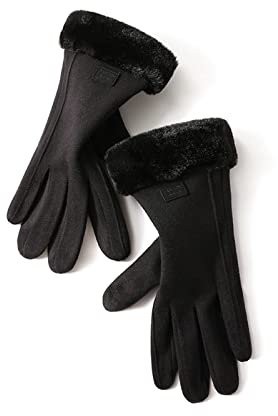 Balakaka 2025 Nuovo Guanti invernali da donna, Guanti da Donna TouchScreen Caldi Spessi Eleganti Fodera Rinforzata, Comodi Antivento Guanti da Guida per Moto Ciclismo all'aperto, Nero