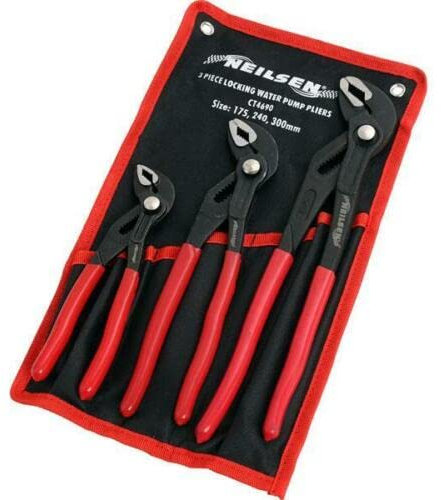 3pc Locking Water Pump Pliers Set 175mm 240mm 300mm (Genuine Neilsen CT4690)