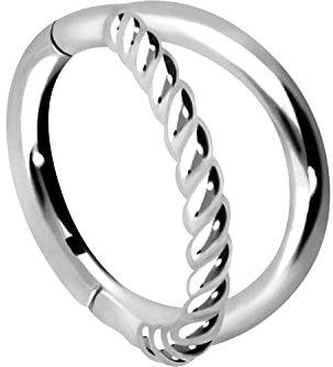 PIERCINGLINE Segmentring Clicker Chirurgenstahl 2 RINGE + GEDREHT Piercing Ohr Helix Conch Silberfarben 8 mm