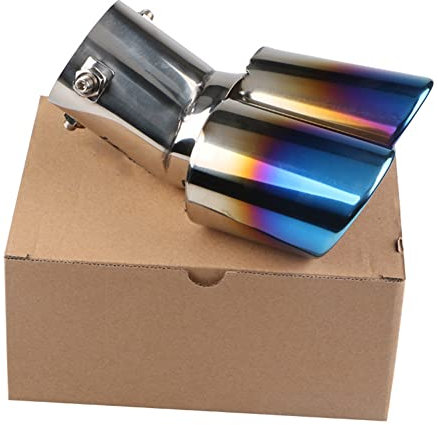 62mm Doppelrohr Auspuffblende Auspuff, Edelstahl Auto Auspuff Endrohr Schalldämpfer Endrohre Universell Schalldämpfer Auspuff uspuffendrohr Auspuff Schalldämpfer Spitze Schwanz Hals, Gebogen/Gerade