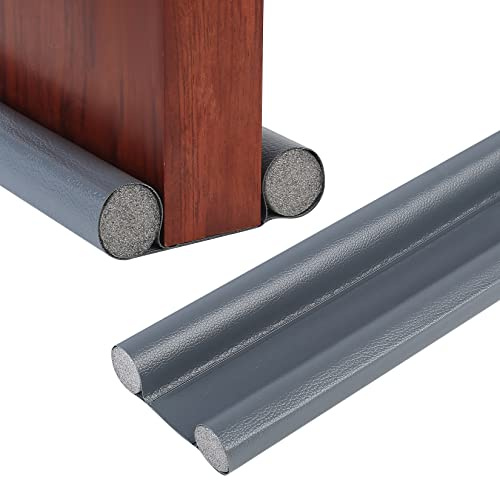 Double Under Door Draught Excluder, Draft Excluder for Doors, Adjustable 96 cm/37.8 inch Door Draft Stopper, Water Proof Snow Proof Window Draught Excluder for Reduce Noise Draught Dust (grey)