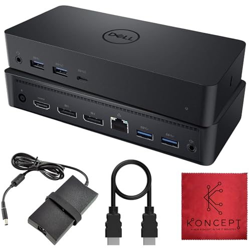 D6000 Dell Docking Station Dual Monitor with USB 3.0 & USB C - Universal Dock with 130W & HDMI Cable (Renewed)