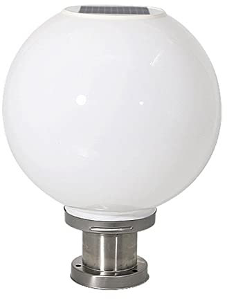 Farol Pie Sobremuro Exterior Pilares Solares en Forma de Bola Blanca Lámpara de poste impermeable de acero inoxidable Bola Redonda LED Columna Cabeza de Luz for Jardín Villa Valla Cubierta Cap Luz ( C