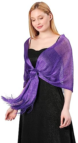 LumiSyne Mujer Chales Metálicos Brillantes y Envolturas Con Hebilla Glitter Color Sólido Flecos Bufandas Largo Ligero Estola Elegante Para Vestidos De Fiesta De Noche Boda Novia Dama De Honor Baile