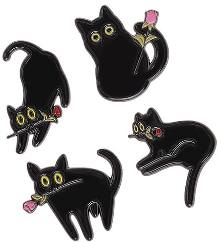 Amosfun 4 Stück Katzenbrosche Metall Anstecknadel Für Kleidung Ebene Brosche Für Anzug Hut Und Rucksack Süße Katzenform Langlebig Und Kreative Dekoration