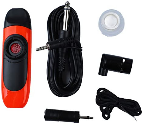 Elektrisches Kazoo, 11cm Professionelles Kleines Tragbares Kazoo Set aus Aluminiumlegierungsharz mit Tonabnehmer für Leistung (Orange)