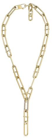 Fossil Kette Heritage D-Link Glitz für Damen Y-Form Edelstahl goldfarben, JF04583710