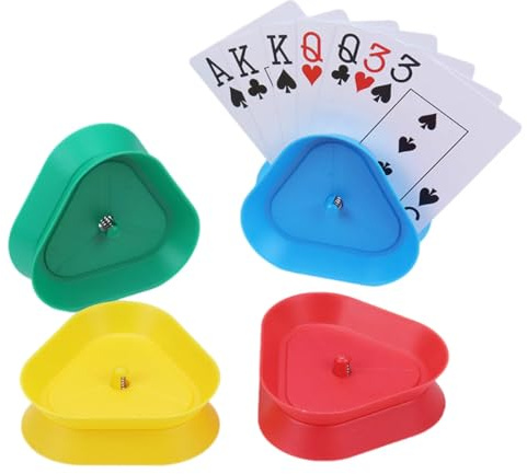 GNHG 4er-Pack Kartenhalter für Kinder, freihändiger Kartenhalter, dreieckiger Kartenhalter, Kartenspielhalter für Senioren und Kinder, Spielkartenhalter für Erwachsene