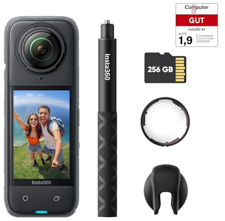 Insta360 X4 Premium Lens Guards Bundle- 8K Waterproof 360 Action Camera, 4K Wide-Angle Video, Invisible Selfie Stick Effect, Removable Lens Guards, 135 Min Battery Life, AI Editing, Stabilization