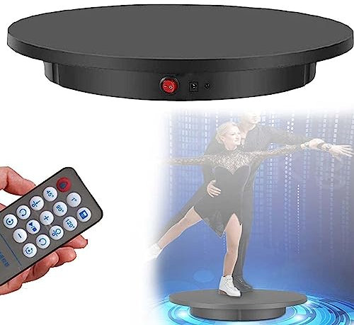 Warenpräsentationsbasis, 360 Grad elektrisch drehbarer Drehteller für Fotografie, 330LB/220LB Kapazität. Automatische Drehplattform, perfekt für die Präsentation von Fotoprodukten, Black-60CM