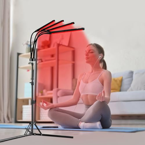 Relhafethy Red Light Therapy Per il Corpo, 660NM&850NM Terapia Luce Rossa Con Treppiede, 180LED, 3 In 1 Chip Lampada Infrarossi Per il Casa/Ufficio
