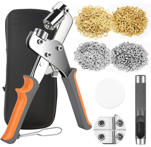 Grommet Tool Kit 3/8 Inch with 800 Pcs Eyelets Grommets and Storage Bag, Handheld Metal Grommet Kit Tarp Grommet Maker Kit Grommet Pliers Punch for Tarps Fabric Leather