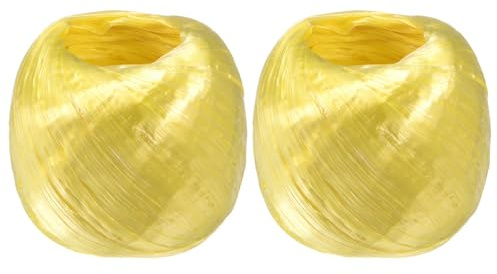 M METERXITY 2 Rollos Cuerda de Poliéster Nylon Plástico 4cm x 110M (A*L) Rollo de Cuerdas Plásticas para Hogar Manualidades/Jardinería/Embalaje/Transporte [360FT/4330 Amarillo]