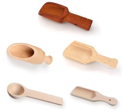 SLAXJNE 5 Piezas Cucharas Pequeñas De Madera, Cucharas para Especias, Mini Cucharas De Madera, Cucharas De Madera De Calidad, Juego De Cucharas De Madera, Cucharas Pequeñas De Madera para Especias