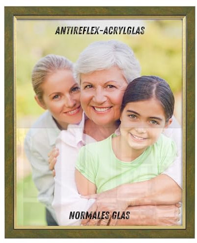 NB Akzent Bilderrahmen mit Antireflexglas – 20x30 cm Gold gewischt - MDF Holz Fotorahmen Bellevue