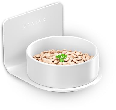 Draiax ElegantFeed in Muro Single S Wand-Hundenapf Porzellan, erhöht, abnehmbar, weiß