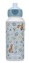 Mepal Drinking Bottle Pop-up Campus Little Dutch, Drinking Bottle, Leak Proof Drink Bottle For School, BPA-free and Dishwasher Safe, 400 ml, Forest Friends