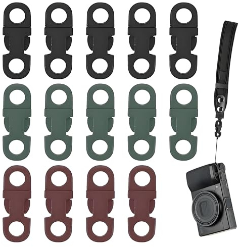 HSYTEK 15 Stück Mini Klickverschluss, 10mm Schnallen und Verschlüsse, Steckschnalle für Rucksäcke, Haustierhalsbänder, Gürtelschnallen, elastische Gurte, Helmgurte, Schwarz, Grün und Braun