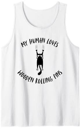 My Human Loves Rouleau à pâtisserie en bois Motif chat Débardeur