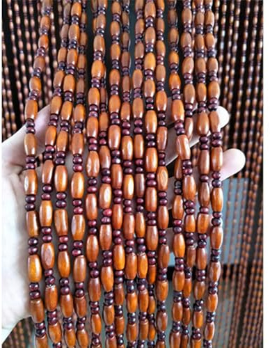 DJCYGG Perlenvorhang Hängender Teilervorhang Holzperlenvorhang Türvorhang Ohne Bohren Perlenvorhang Fadenvorhang Dekovorhang für Wohnzimmer Balkontür,Anpassbar (Teak,40 Stränge 80cm x 180cm)