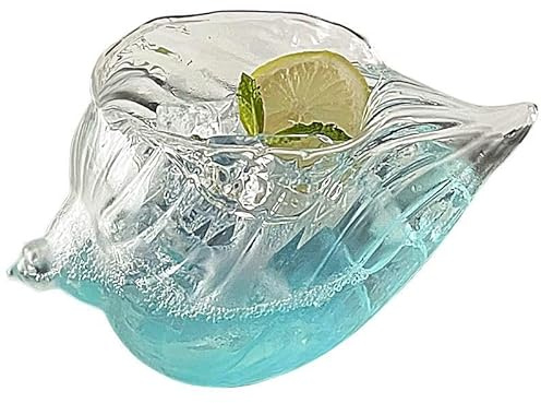 YY Verre à cocktail en forme de coquillage de conque - 355,7 g - Inspiré de l'océan - Tasses côtières transparentes pour Pina Colada, boissons tropicales et bars - Verre incassable semblable à de la