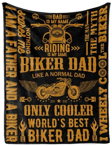 INNObeta Motorbike Dad Gifts, Throw Blanket for Men, Cooler Biker Dad, Grandad, Motorcycle Lover Biker Rider Father, Father's Day, Christmas, Birthday, 50 x 65 - Black