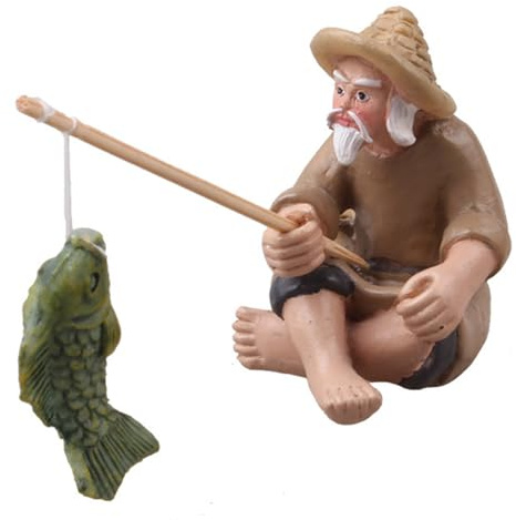 Generisch Aquariumdekoration | Kleine Fischerfigur Dekoration - Realistische Aquarium Deko Figur Für Aquarium Blumentopf Tisch Bücherregal
